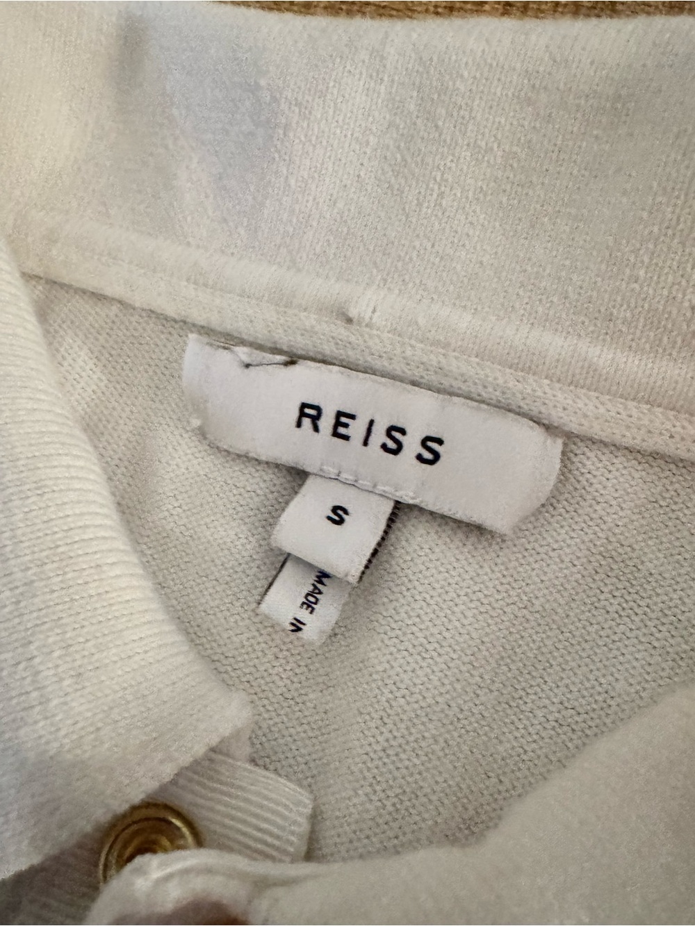 Reiss White Textured Knit Polo Shirt - Picture 7 of 8